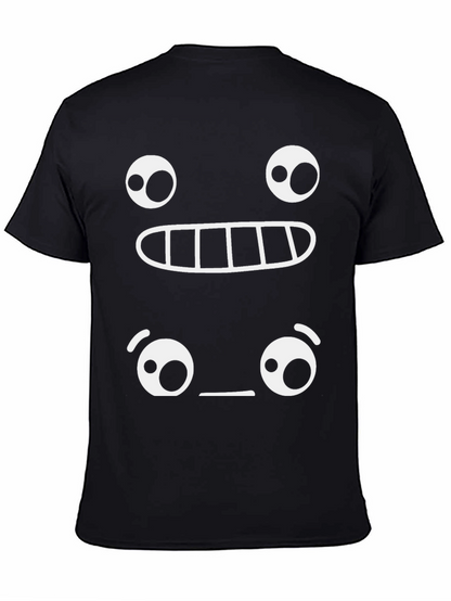Camiseta Negra con Diseño Gráfico de Emoticonos