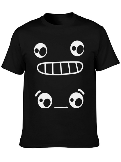 Camiseta Negra con Diseño Gráfico de Emoticonos