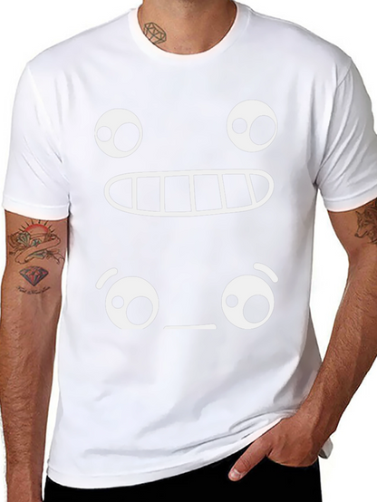 Camiseta Negra con Diseño Gráfico de Emoticonos