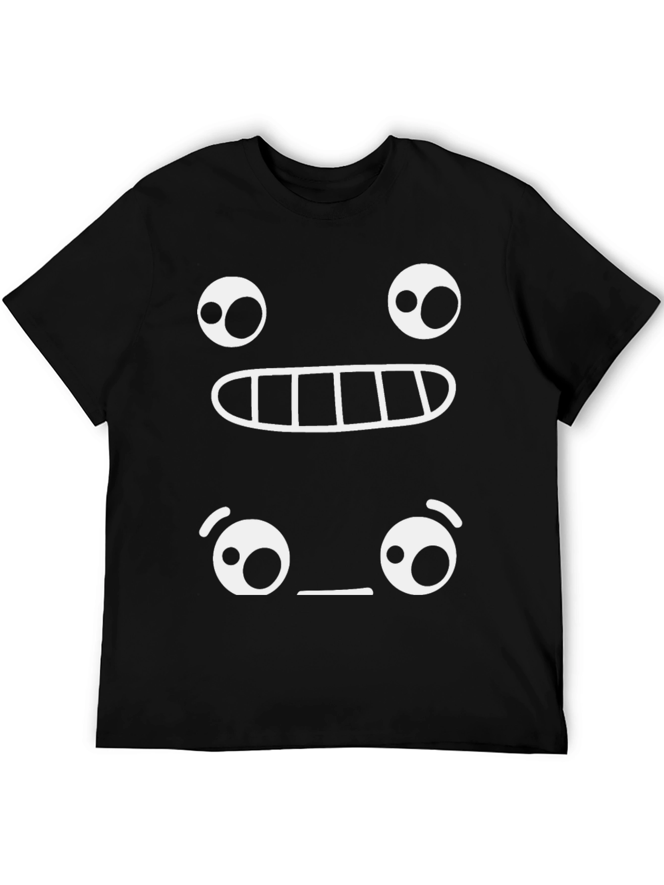 Camiseta Negra con Diseño Gráfico de Emoticonos