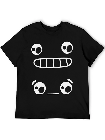 Camiseta Negra con Diseño Gráfico de Emoticonos
