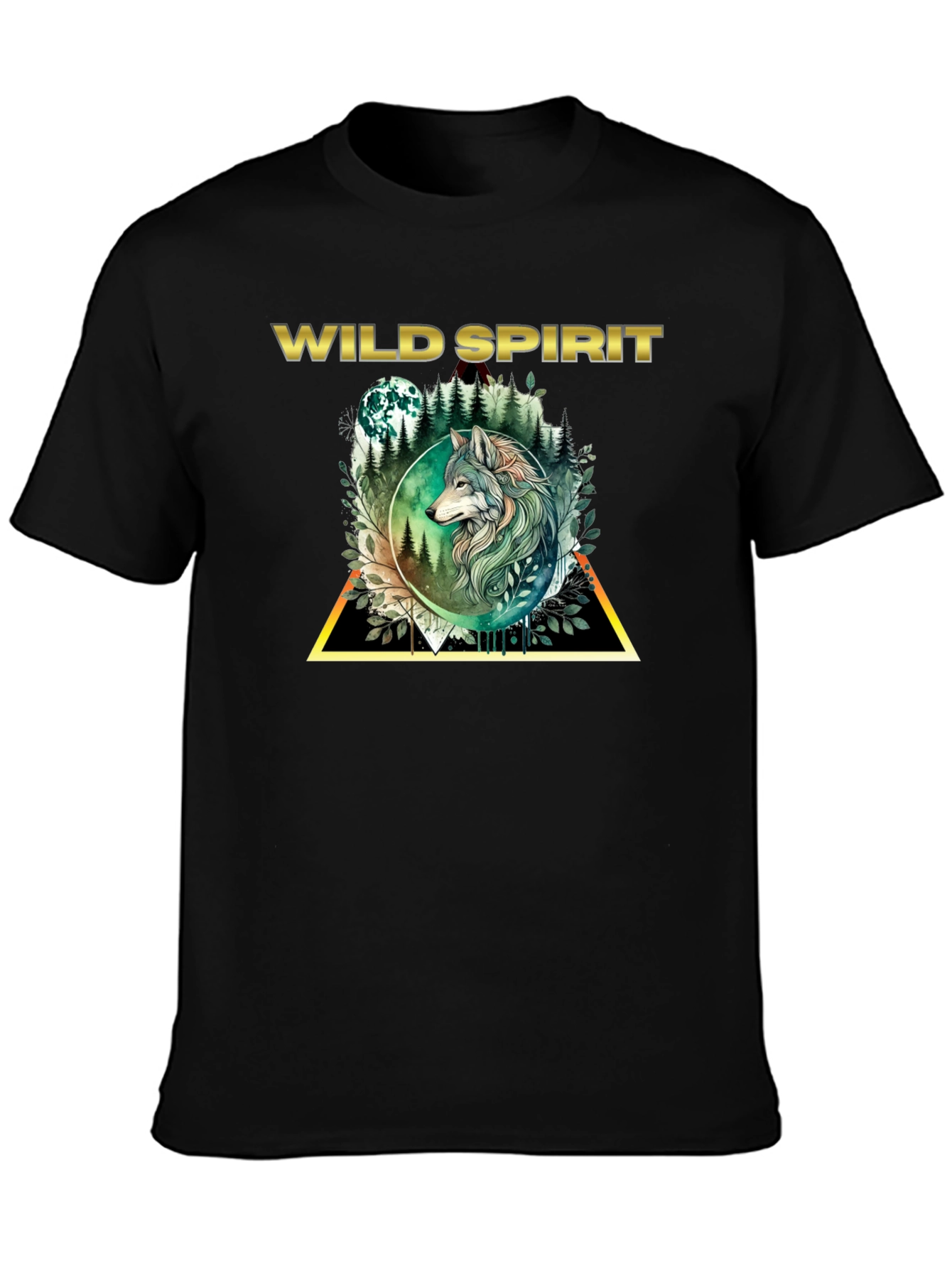 Camiseta Negra Espíritu Salvaje con Lobo