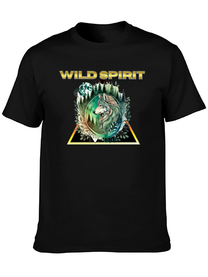 Camiseta Negra Espíritu Salvaje con Lobo