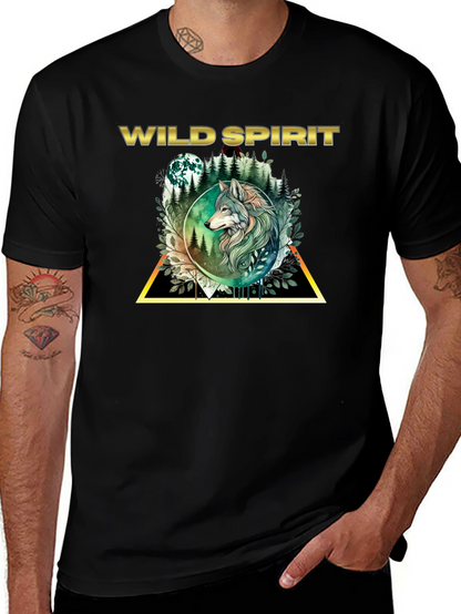Camiseta Negra Espíritu Salvaje con Lobo