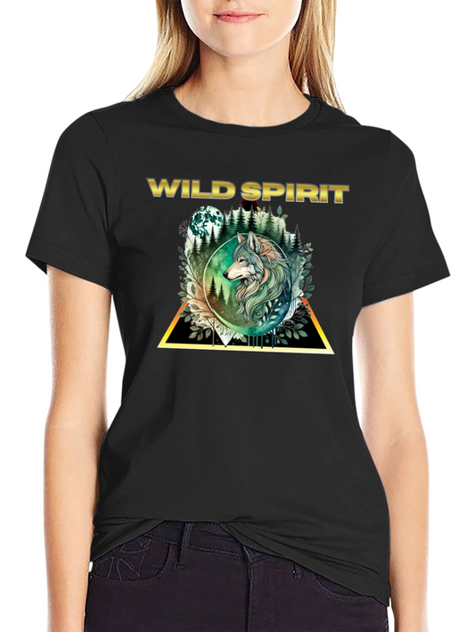 Camiseta Negra Espíritu Salvaje con Lobo