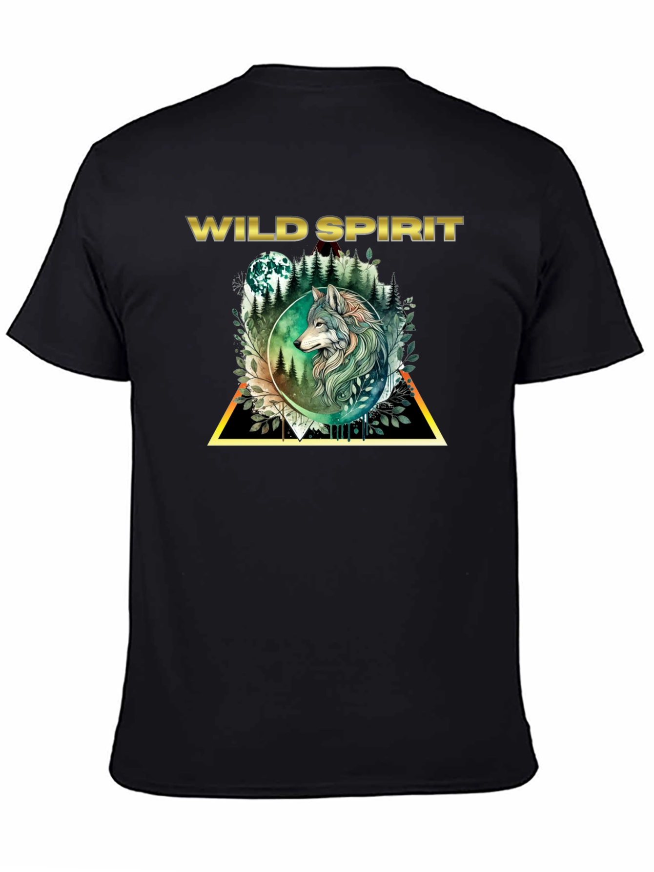 Camiseta Negra Espíritu Salvaje con Lobo