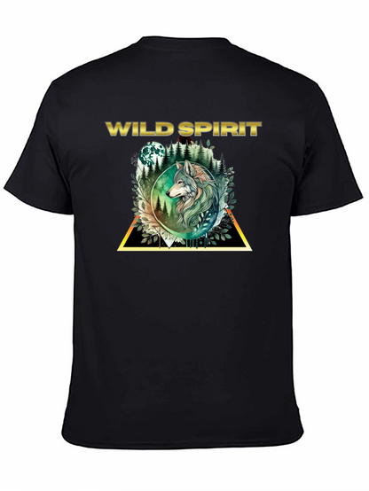 Camiseta Negra Espíritu Salvaje con Lobo