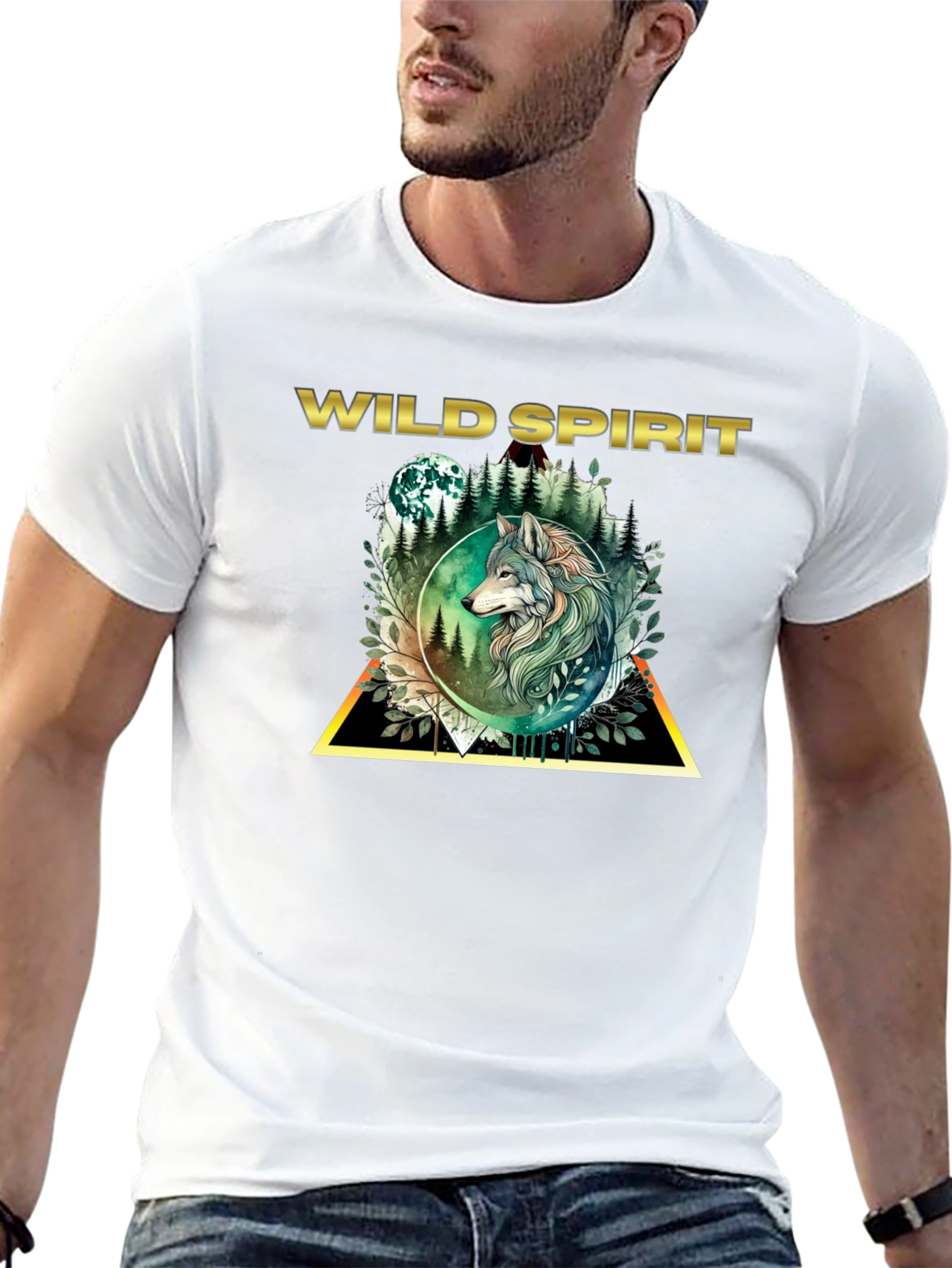 Camiseta Negra Espíritu Salvaje con Lobo
