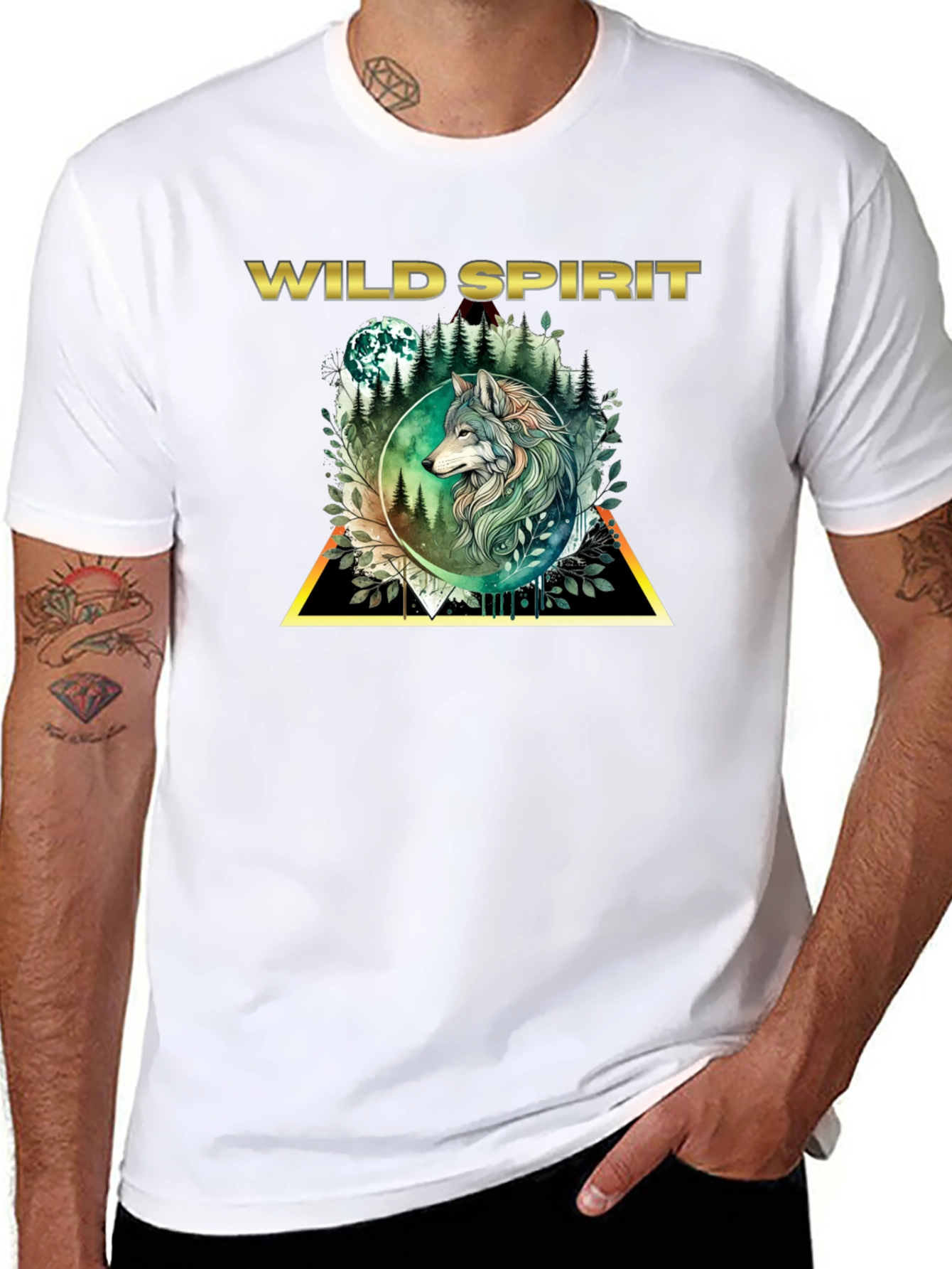 Camiseta Negra Espíritu Salvaje con Lobo