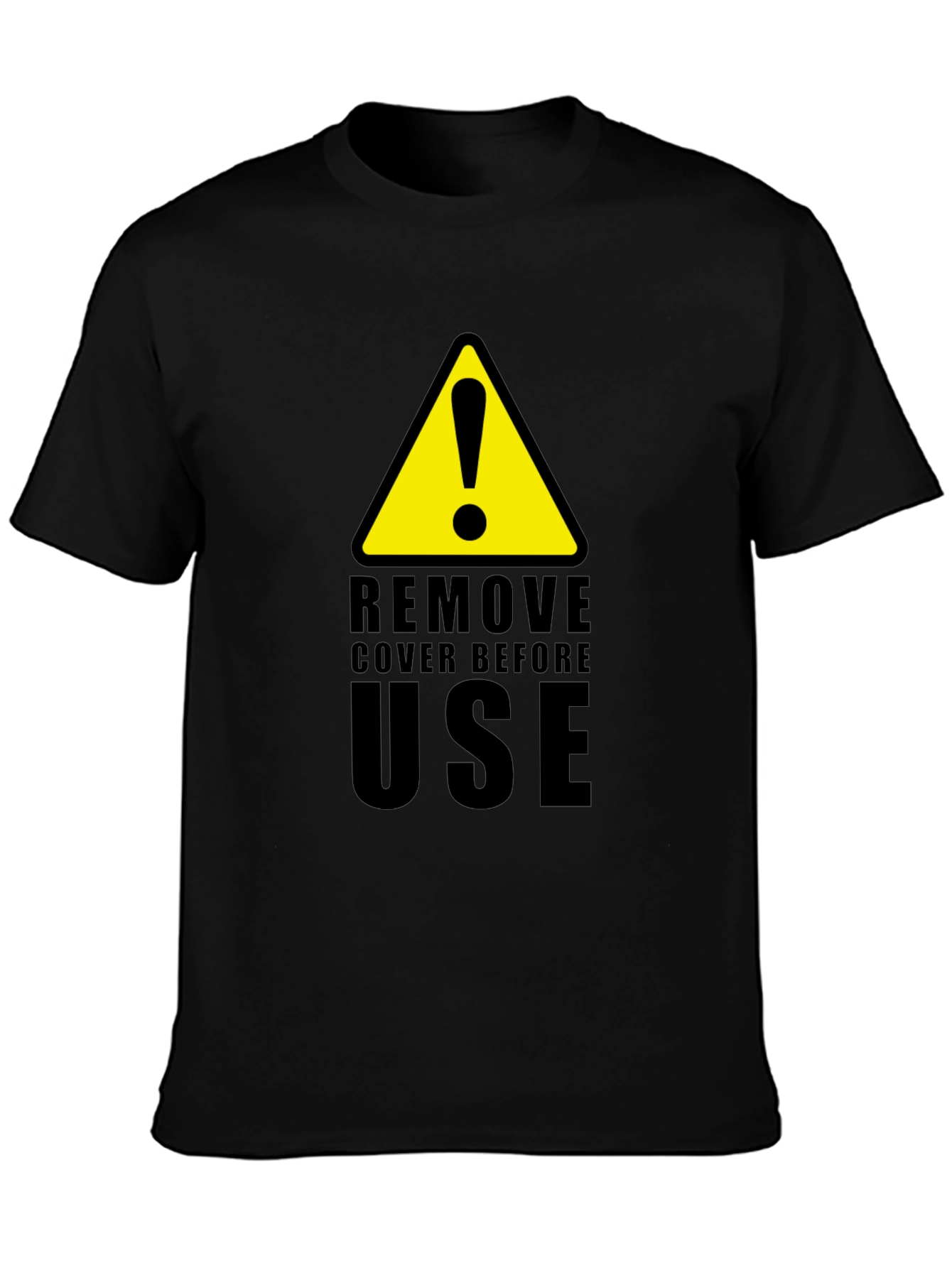 Camiseta Negra con Diseño de Advertencia