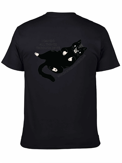 Camiseta Negra: Gato Negro y Frase Motivacional