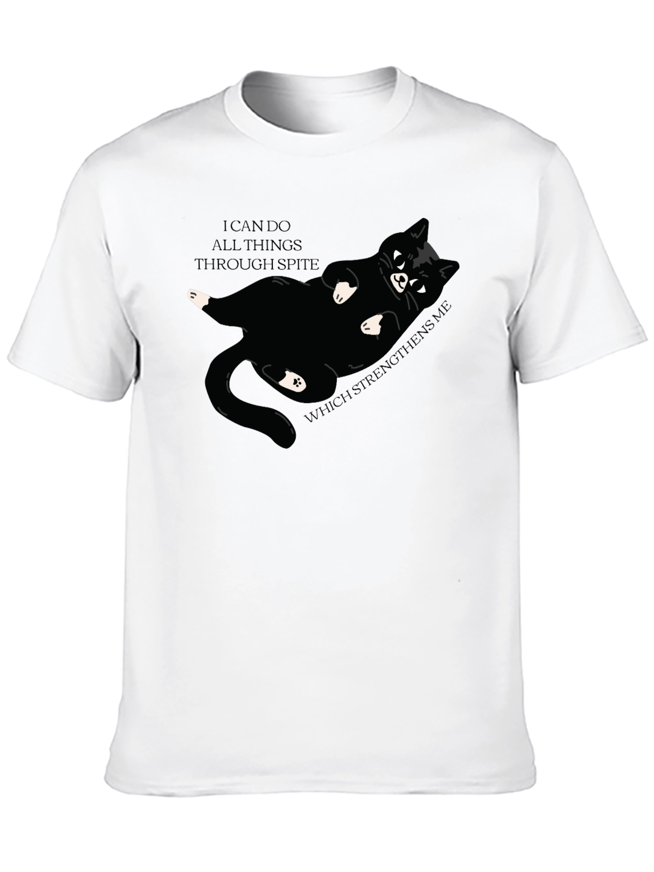 Camiseta Negra: Gato Negro y Frase Motivacional