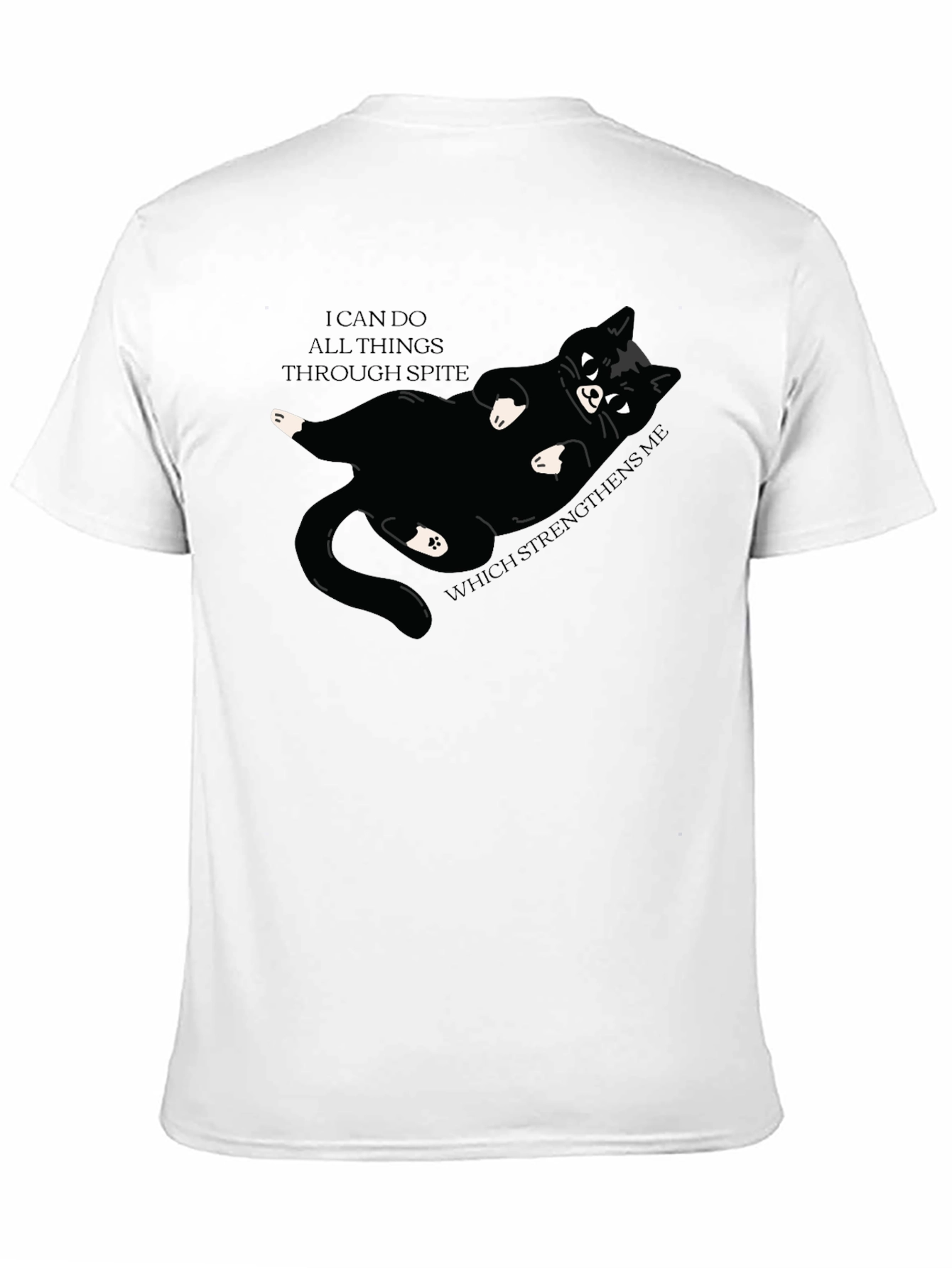 Camiseta Negra: Gato Negro y Frase Motivacional