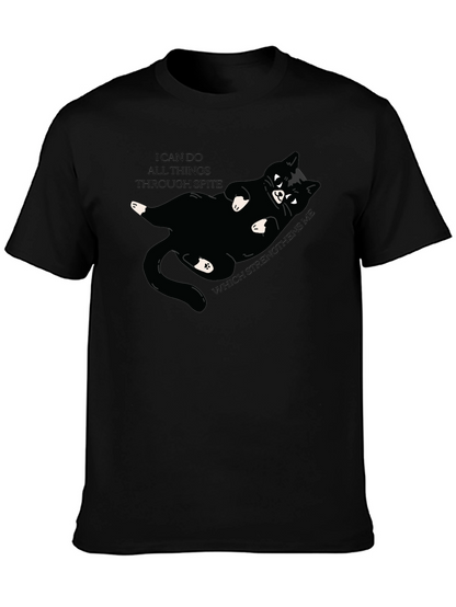 Camiseta Negra: Gato Negro y Frase Motivacional