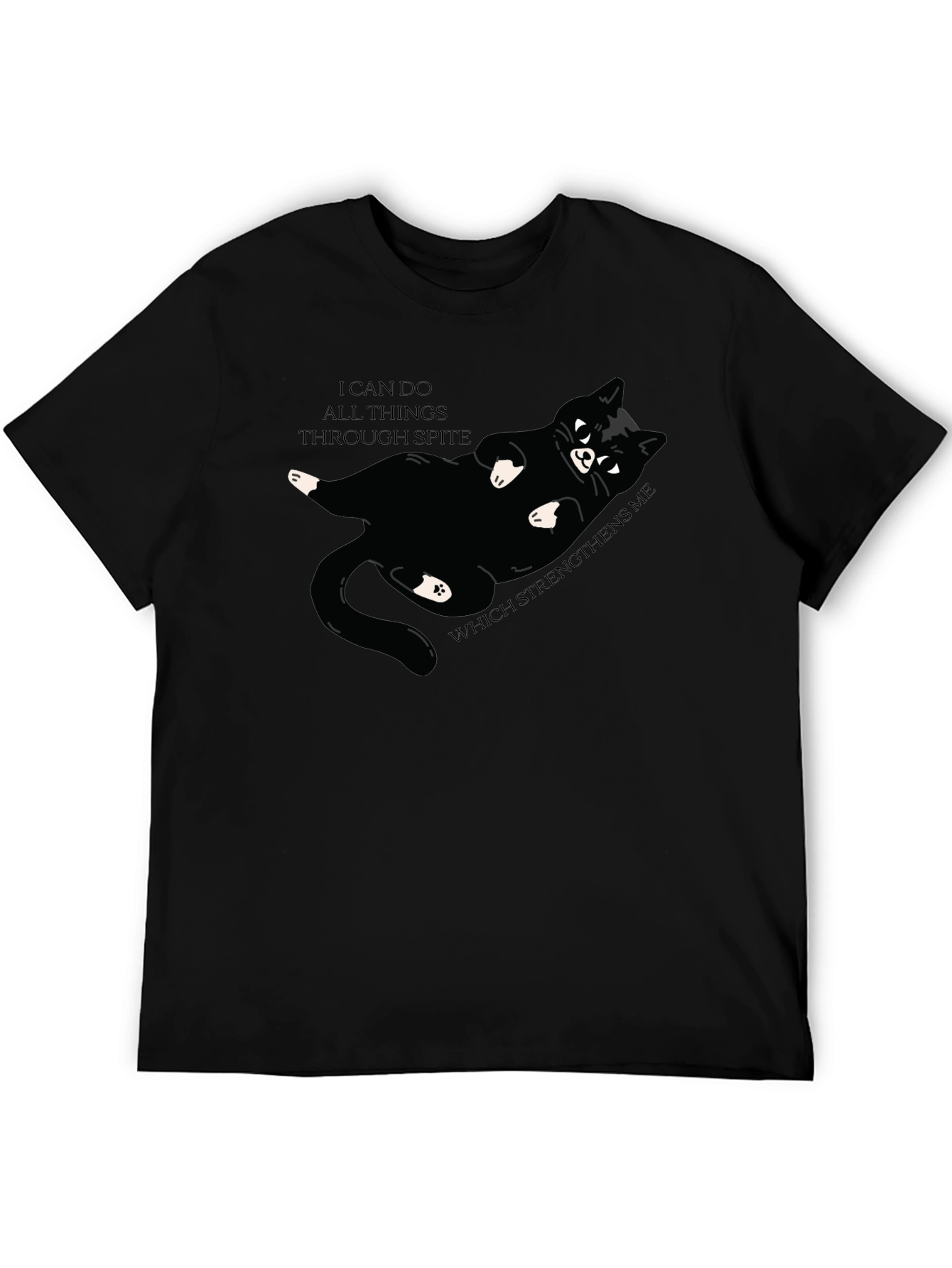 Camiseta Negra: Gato Negro y Frase Motivacional