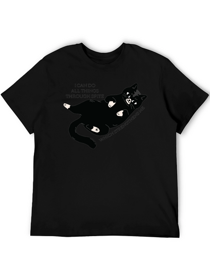 Camiseta Negra: Gato Negro y Frase Motivacional