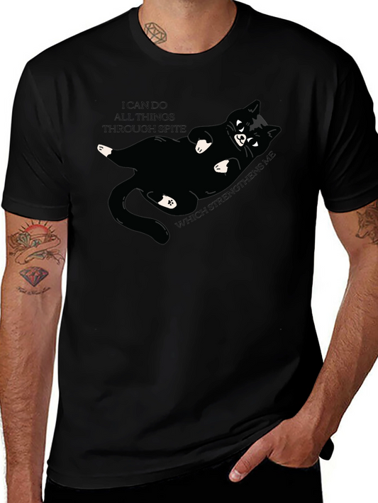 Camiseta Negra: Gato Negro y Frase Motivacional
