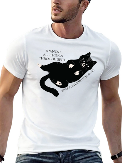 Camiseta Negra: Gato Negro y Frase Motivacional