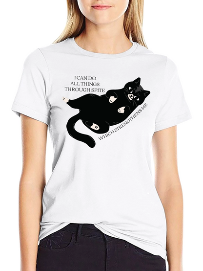Camiseta Negra: Gato Negro y Frase Motivacional