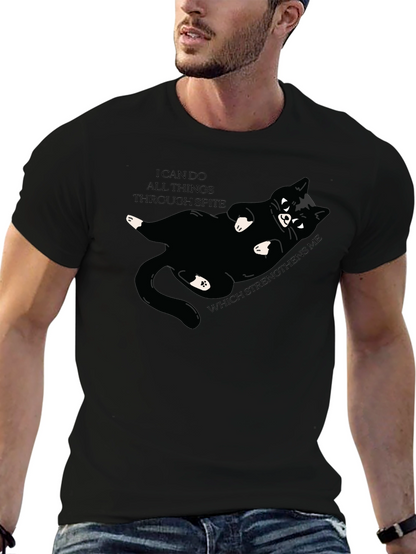 Camiseta Negra: Gato Negro y Frase Motivacional