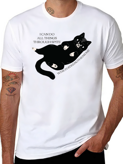 Camiseta Negra: Gato Negro y Frase Motivacional