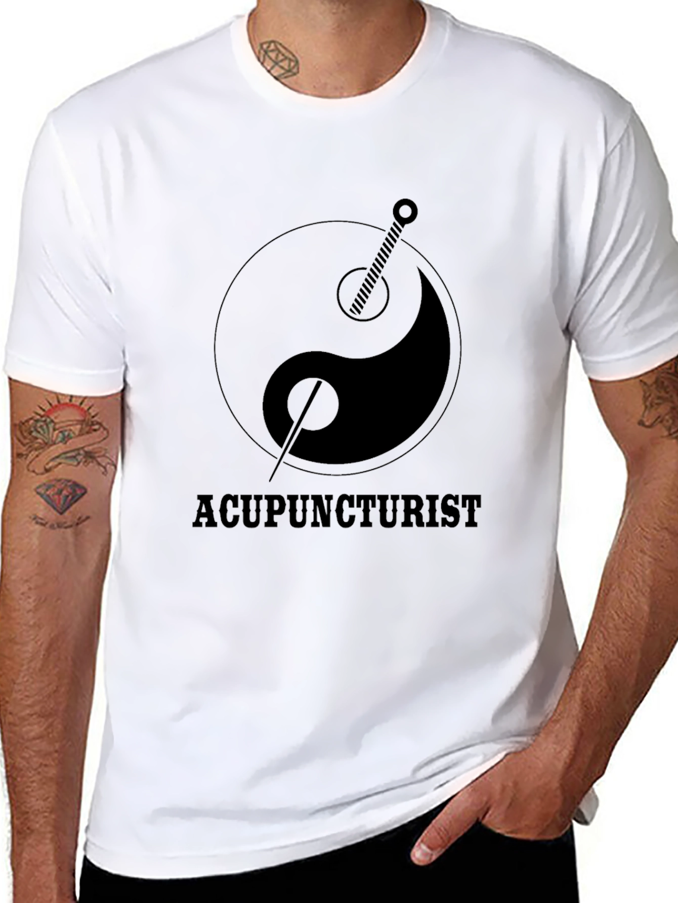 Camiseta Negra Acupunturista Yin Yang - Diseño Original