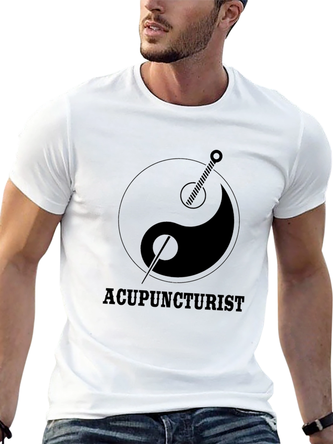 Camiseta Negra Acupunturista Yin Yang - Diseño Original