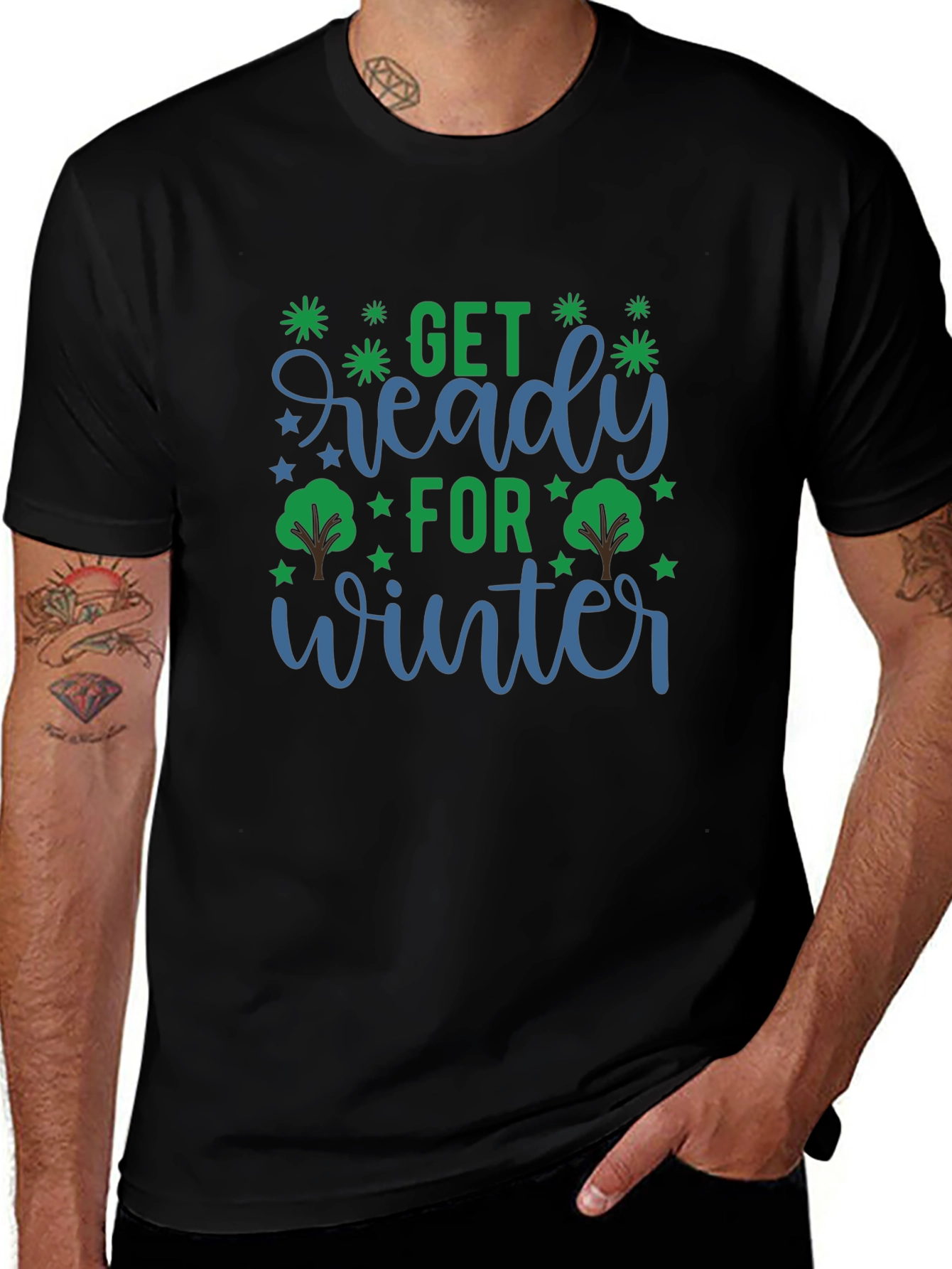 Camiseta Negra con Diseño Invierno