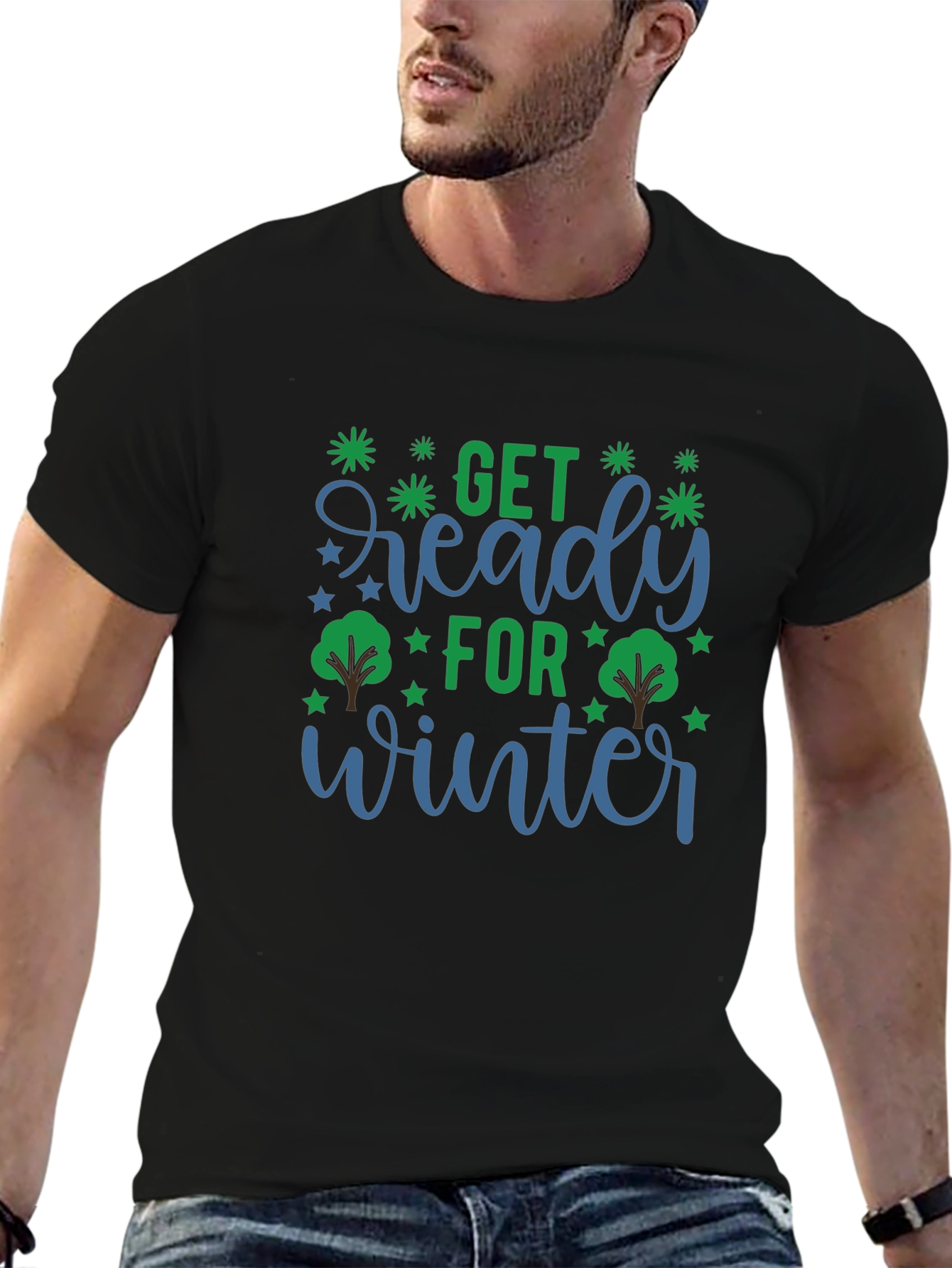 Camiseta Negra con Diseño Invierno