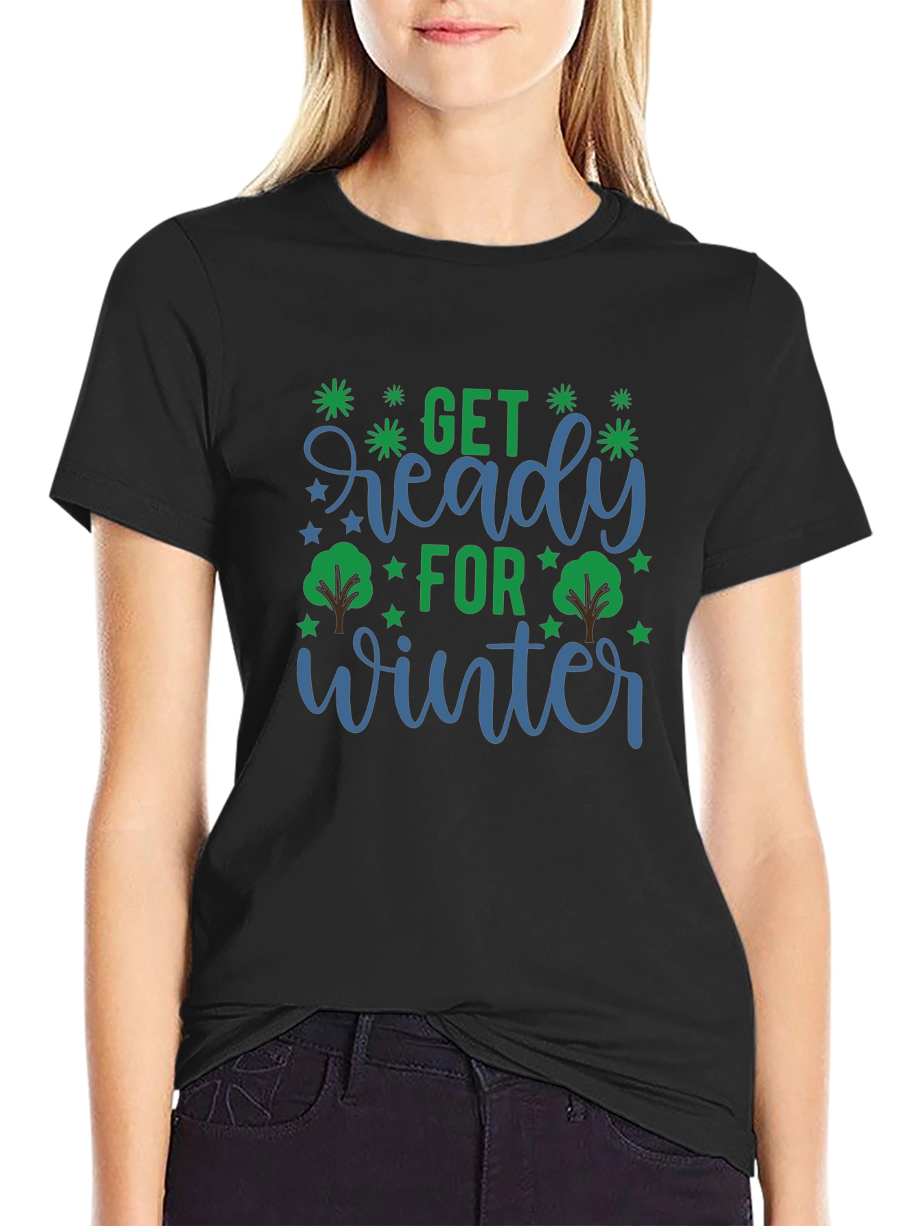 Camiseta Negra con Diseño Invierno