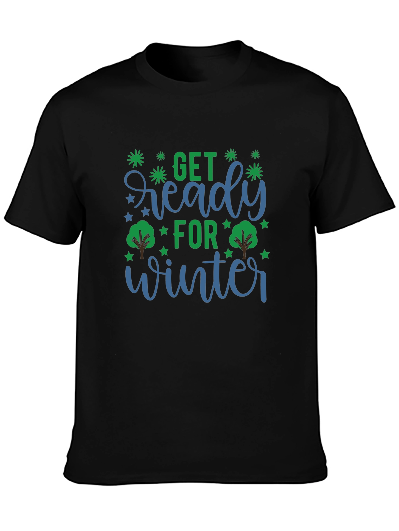 Camiseta Negra con Diseño Invierno