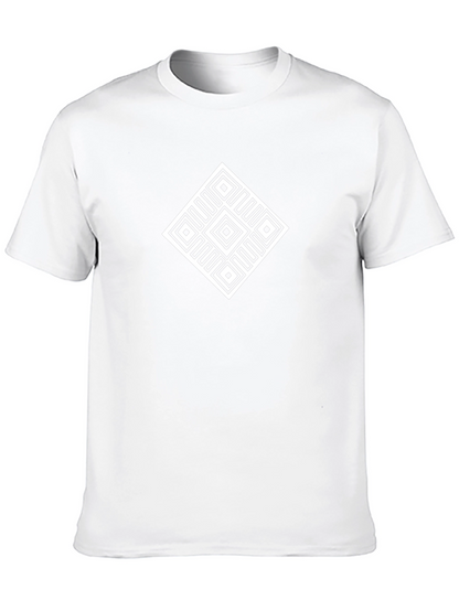 Camiseta Negra Hombre Diseño Geométrico Blanco