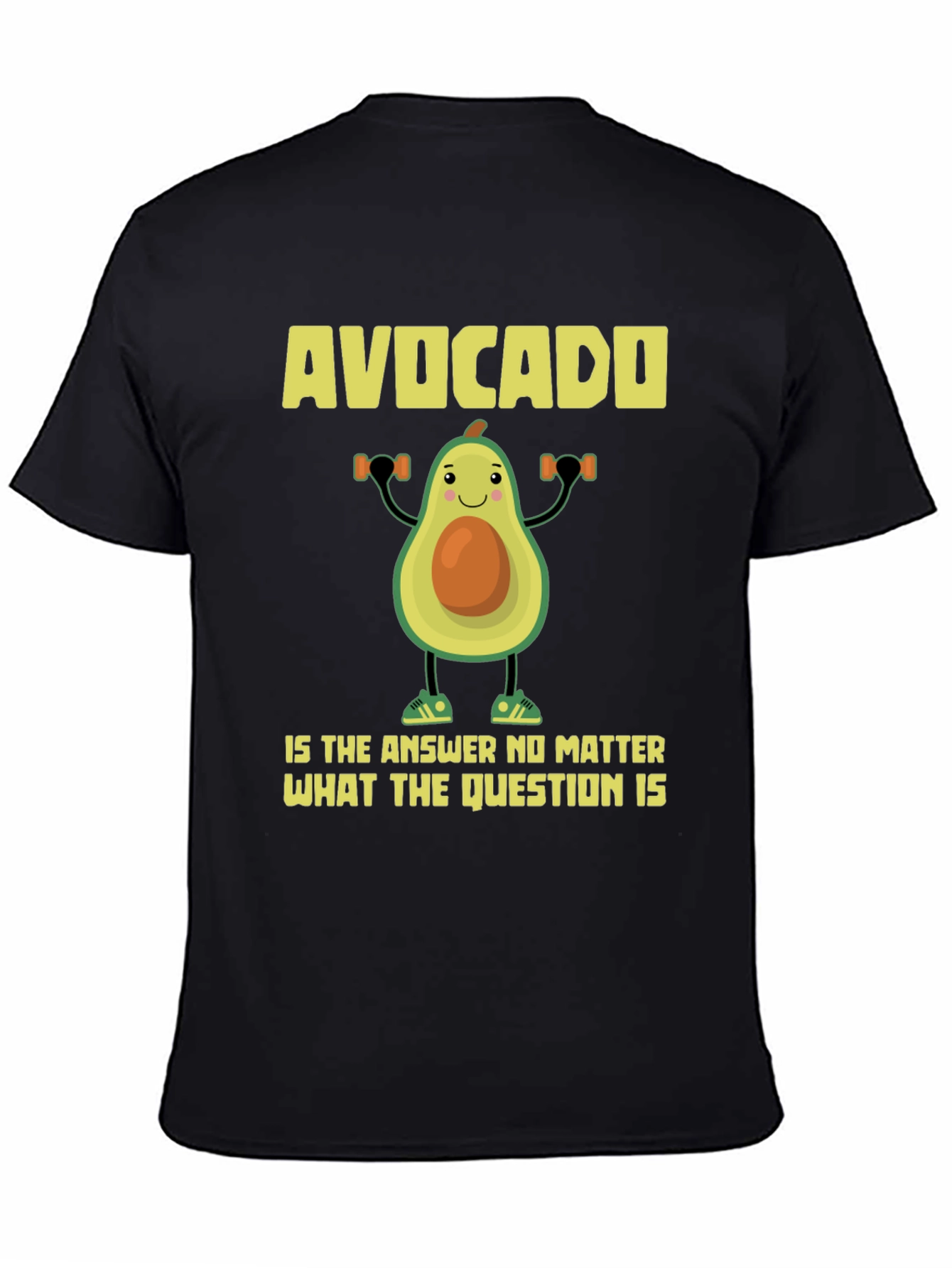 Camiseta Negra con Diseño Divertido de Aguacate Fitness