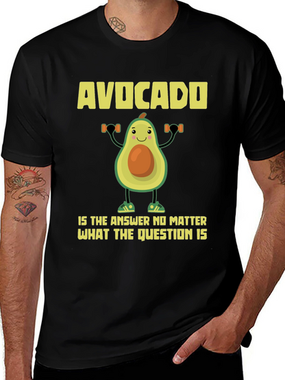 Camiseta Negra con Diseño Divertido de Aguacate Fitness