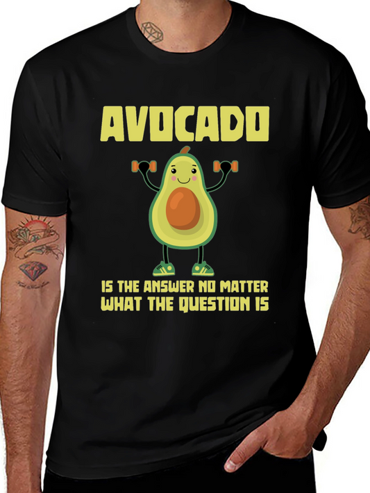 Camiseta Negra con Diseño Divertido de Aguacate Fitness