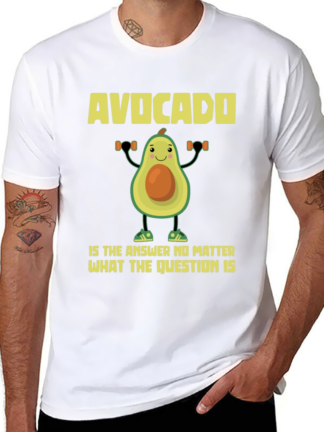 Camiseta Negra con Diseño Divertido de Aguacate Fitness