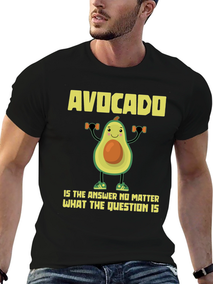 Camiseta Negra con Diseño Divertido de Aguacate Fitness