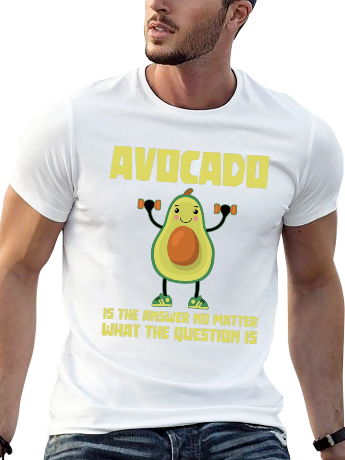 Camiseta Negra con Diseño Divertido de Aguacate Fitness