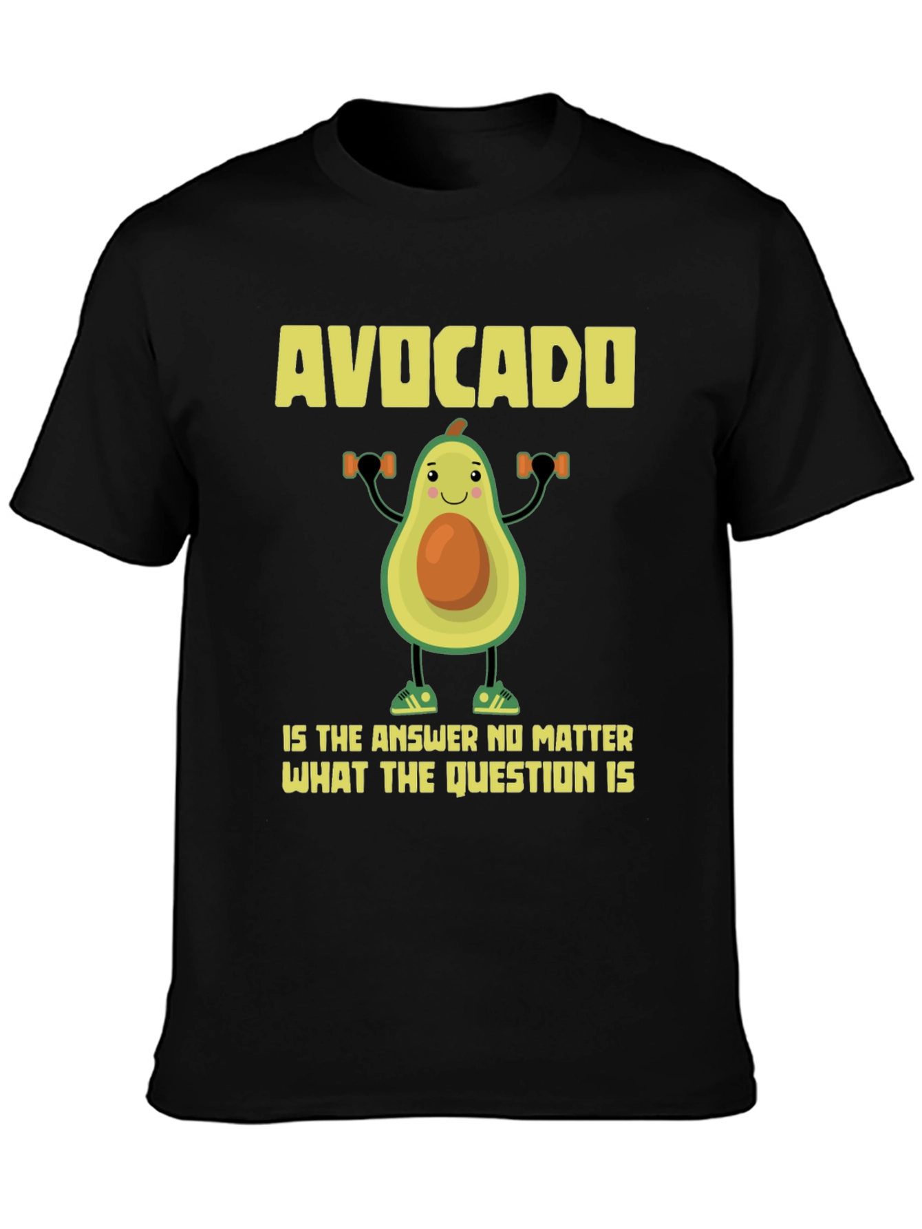 Camiseta Negra con Diseño Divertido de Aguacate Fitness