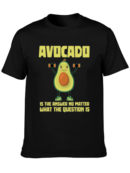 Camiseta Negra con Diseño Divertido de Aguacate Fitness