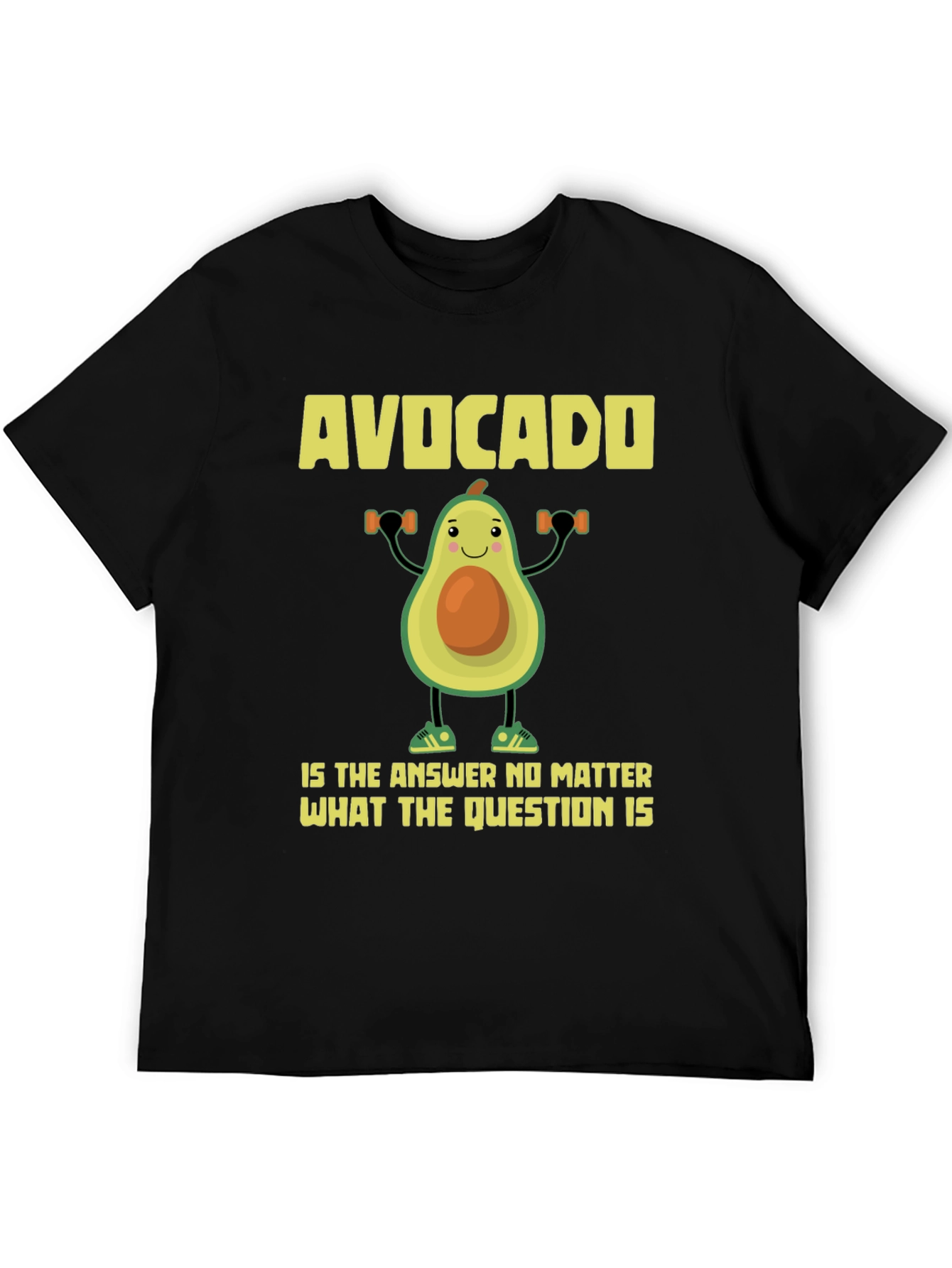 Camiseta Negra con Diseño Divertido de Aguacate Fitness