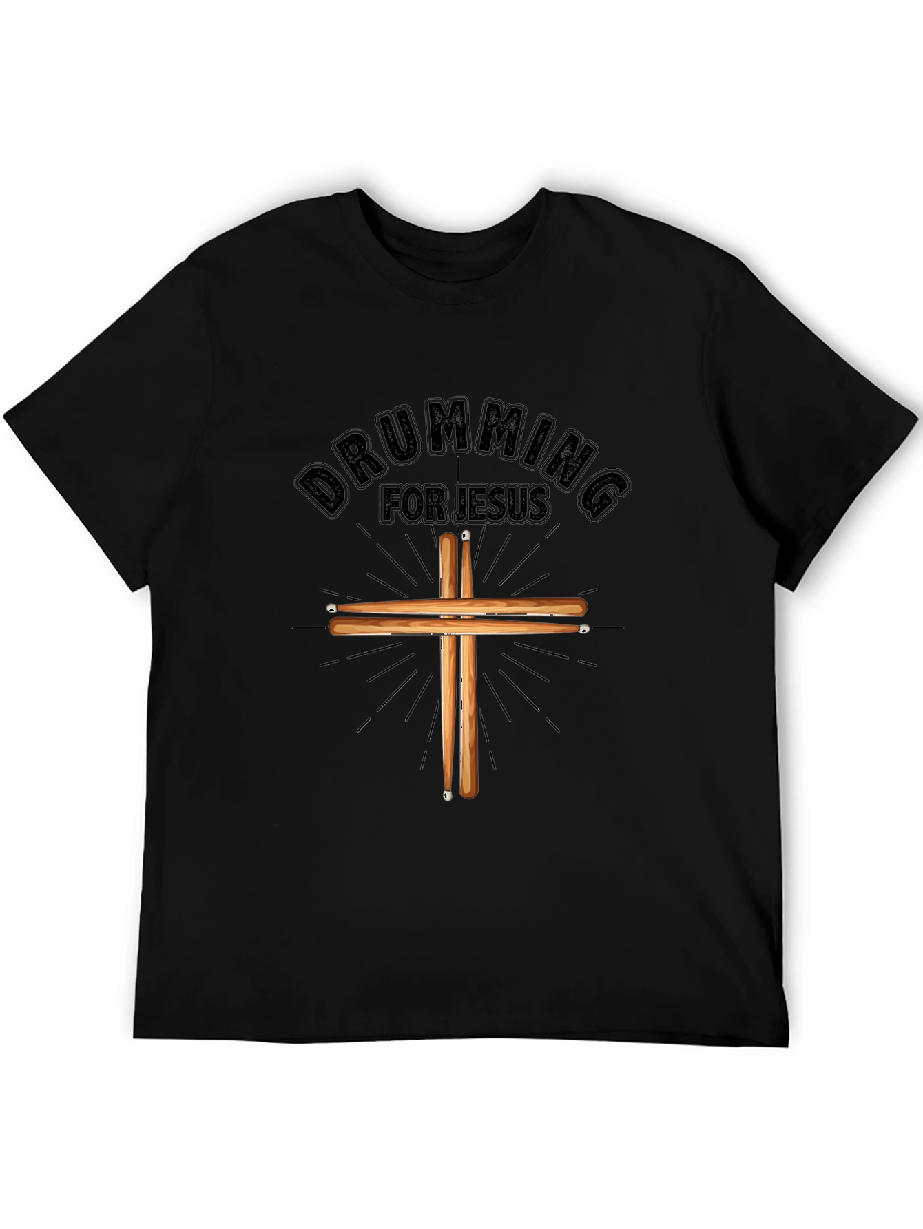 Camiseta Negra Cristiana Drumming for Jesus