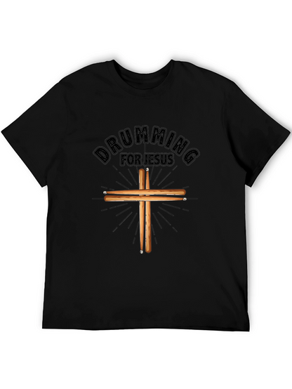 Camiseta Negra Cristiana Drumming for Jesus