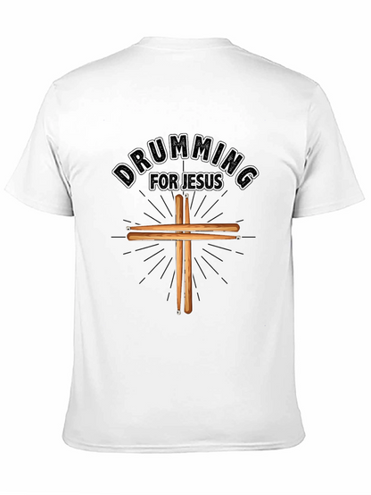 Camiseta Negra Cristiana Drumming for Jesus