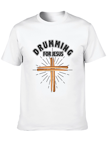 Camiseta Negra Cristiana Drumming for Jesus