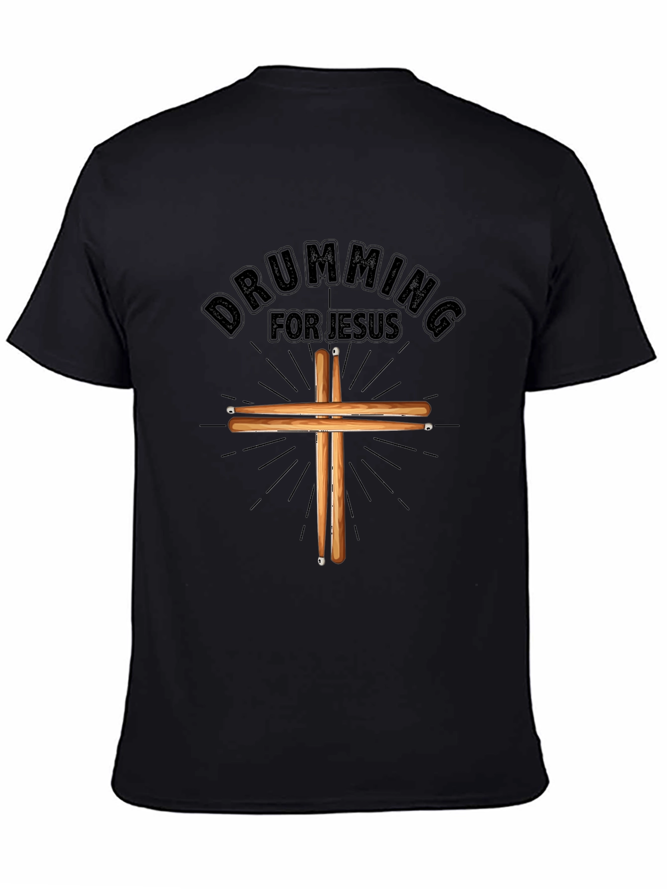 Camiseta Negra Cristiana Drumming for Jesus
