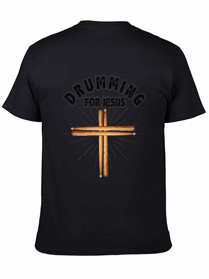 Camiseta Negra Cristiana Drumming for Jesus
