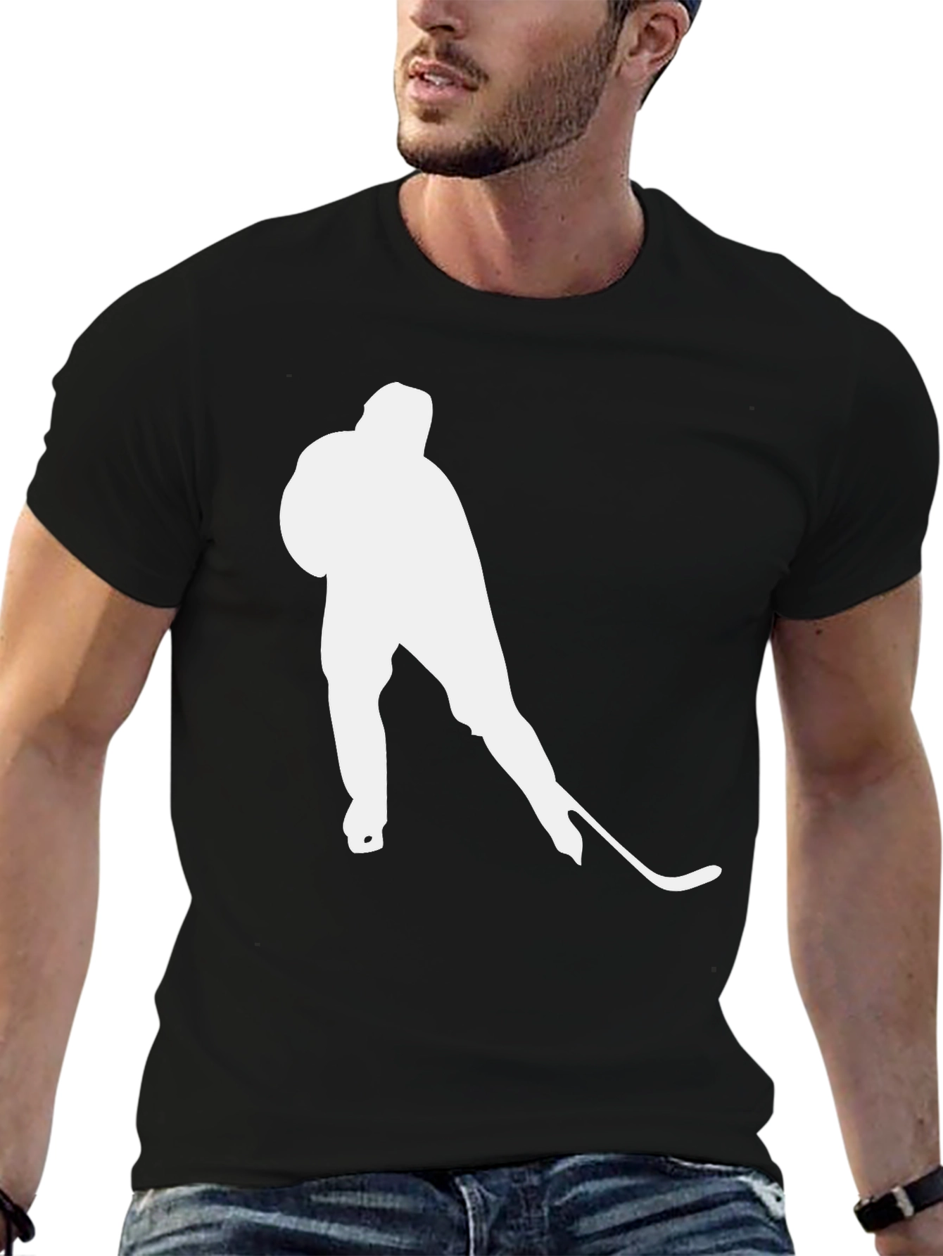 Camiseta Negra Hockey sobre Hielo para Hombre