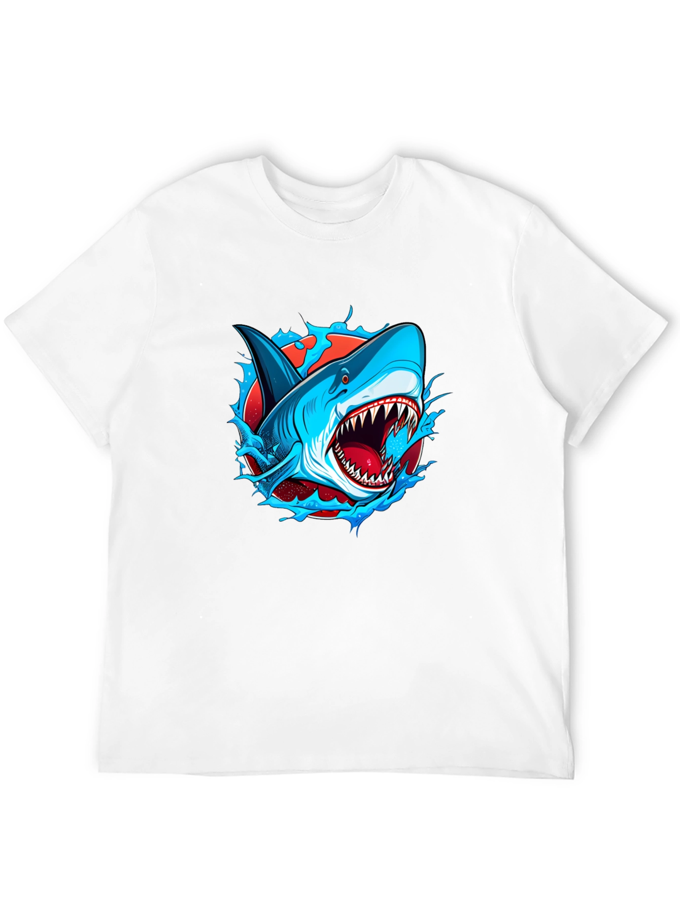Camiseta Negra con Diseño de Tiburón Atractivo