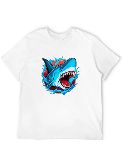 Camiseta Negra con Diseño de Tiburón Atractivo